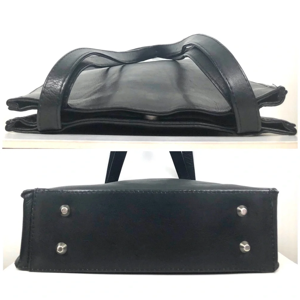 Piel Leather Open Market Bag Black Shoulder Bag 12.5x10.5x2 in. - Picture 4 of 12